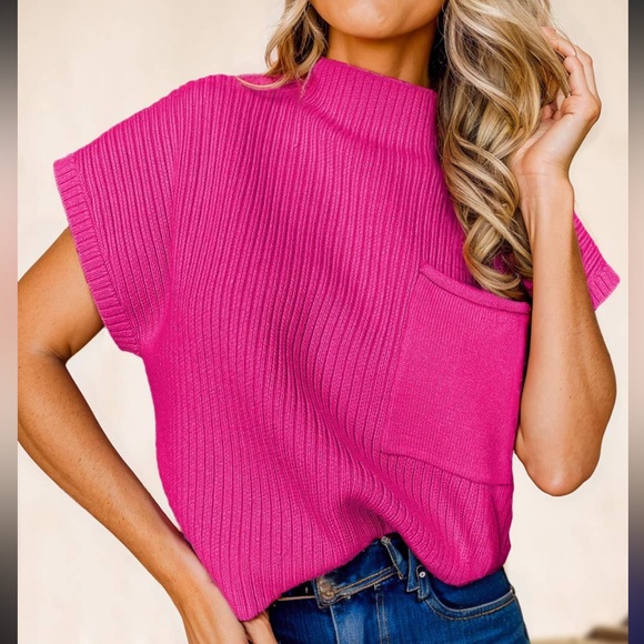 Cozy Mock Cowl Neck Dolman Sleeve Knit Sweater Top - Picture 2 of 6